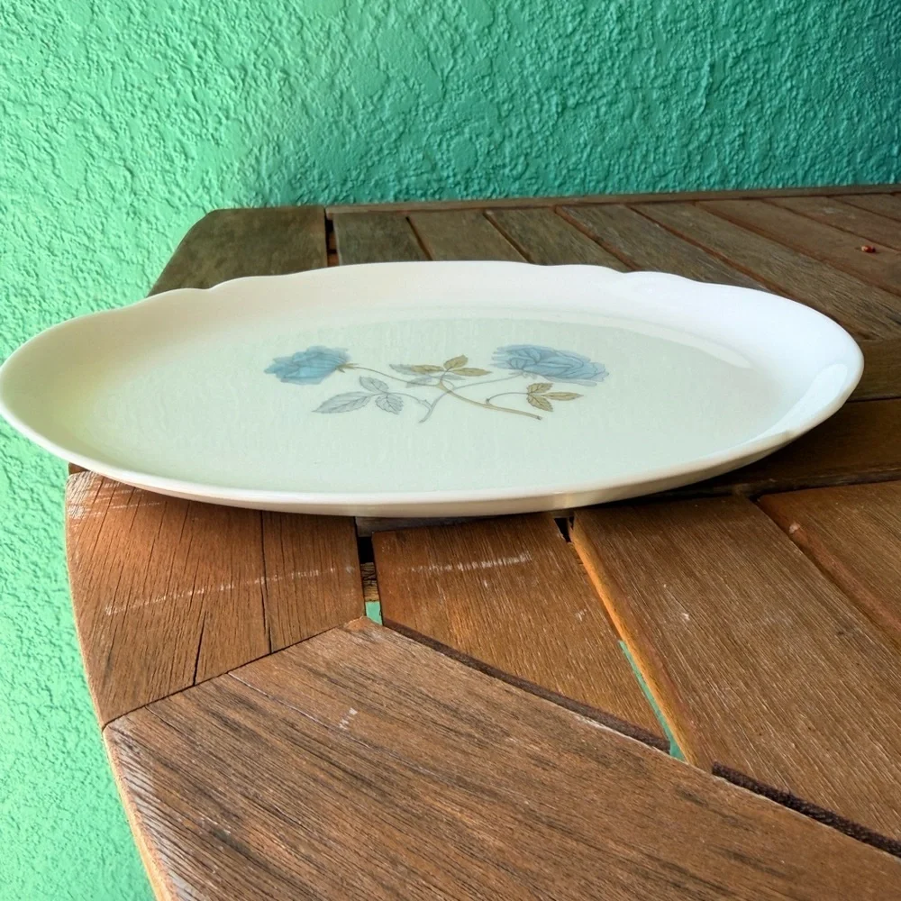 Vintage Wedgwood Ice Rose Oval Platter Blue Floral 9 1/2 X 6 3/4 1959-1987